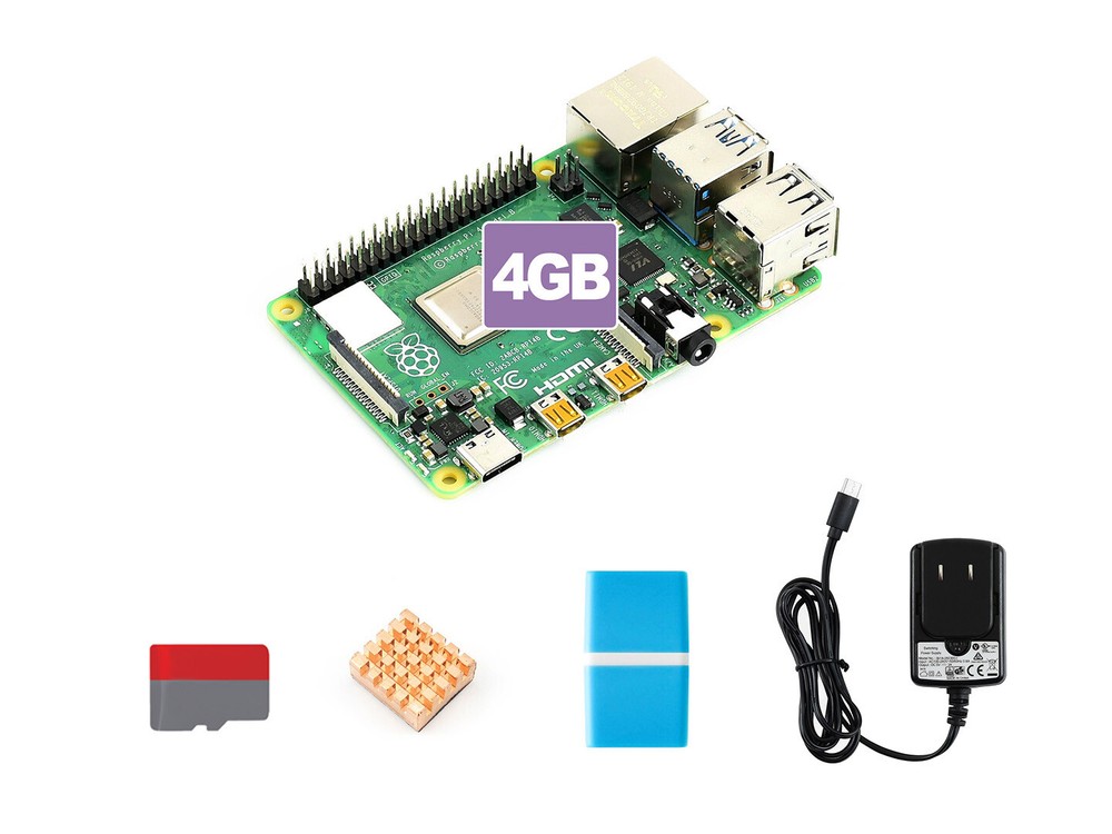 Raspberry Pi 4 Model B Starter Kit Micro SD Card Waveshare accessory Heat Sink