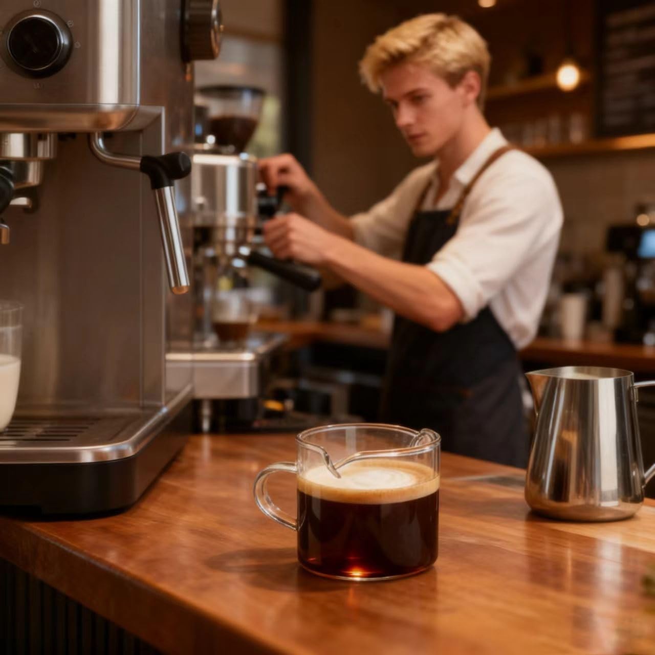 5 OZ Espresso Cups Set of 2, Double Spouts Cups, Shot Glasses, Milk Cup with ...