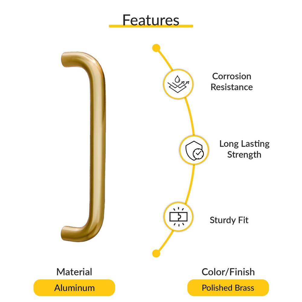 Brixwell Solid Pull Handle Brass 10" CTC Polished Brass Finish