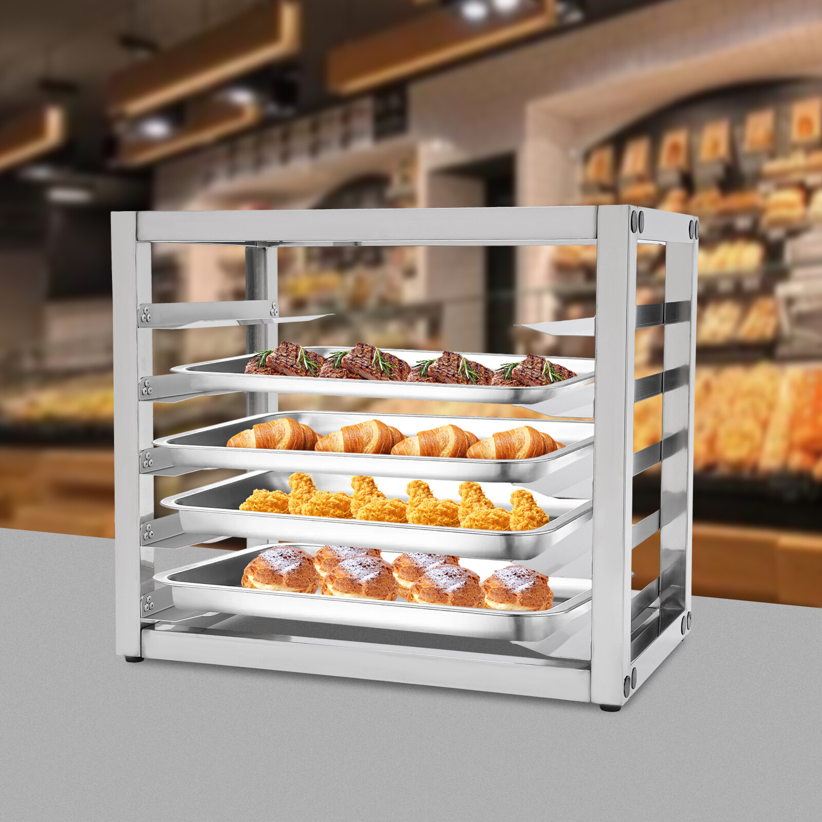 6 tire End Load Half Height Bakery Bun Dough Baking Sheet Pan Rack Commercial