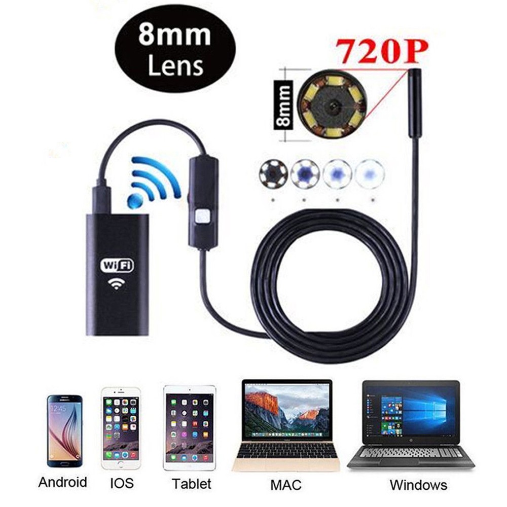 5M 8LED WiFi Borescope Endoscope Inspection Camera for iPhone Android iOS