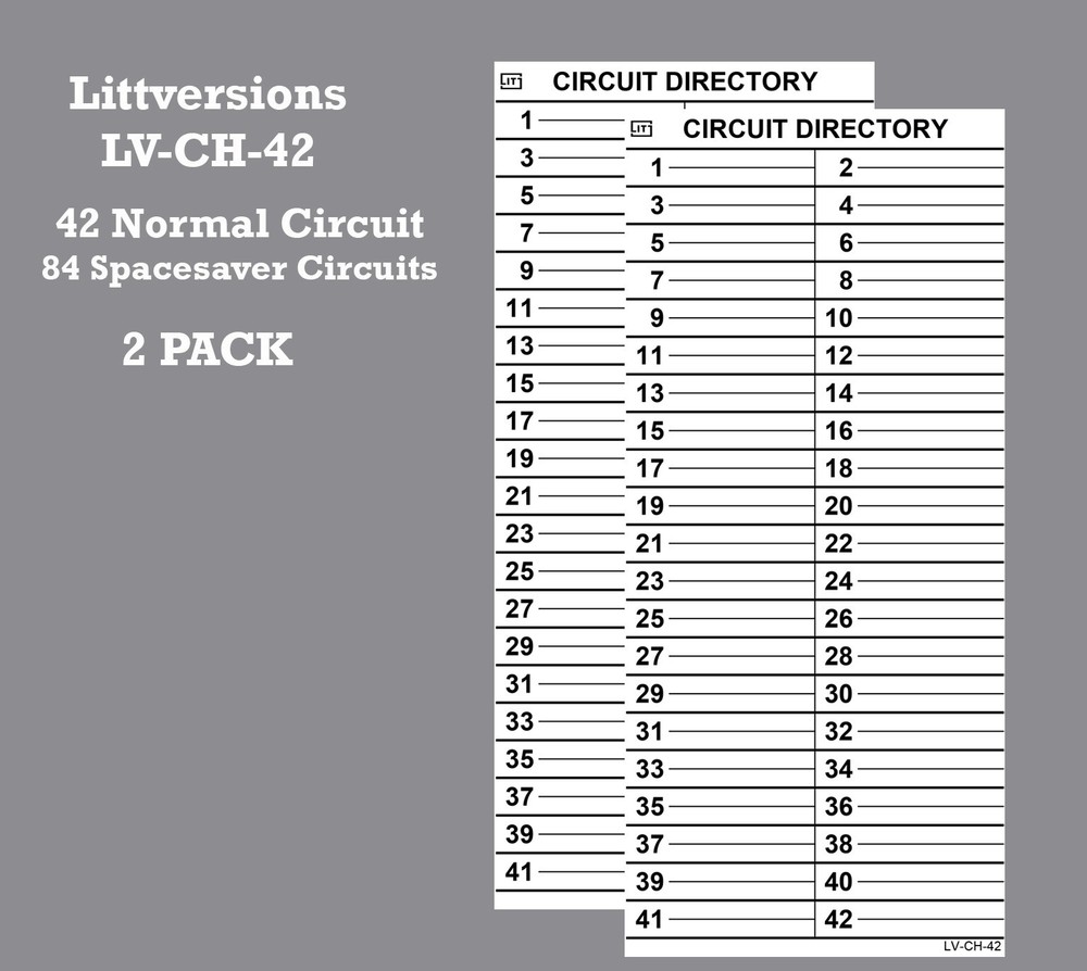 LV Cutler Hammer Electrical Panel Directory Label CKTDIR (42 Circuits 2 Pack)