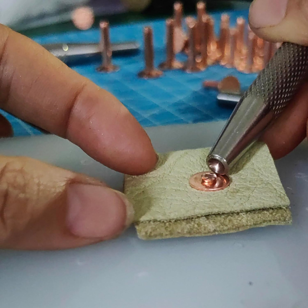 Copper Rivets and Burrs Size 9 and Size 12 Copper Rivet Fastener Install Setting