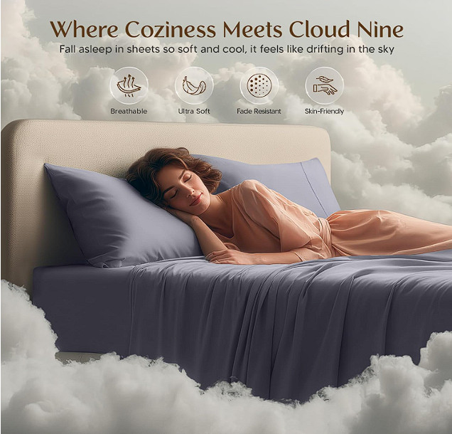 Utopia Bedding 4-Piece Queen Sheet Set – Soft Microfiber Bed Sheets, Breathable