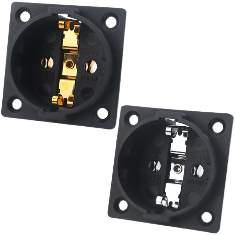 Gold Plated EU Electrical Socket Type F - German Schuko Panel Mount EU Socket