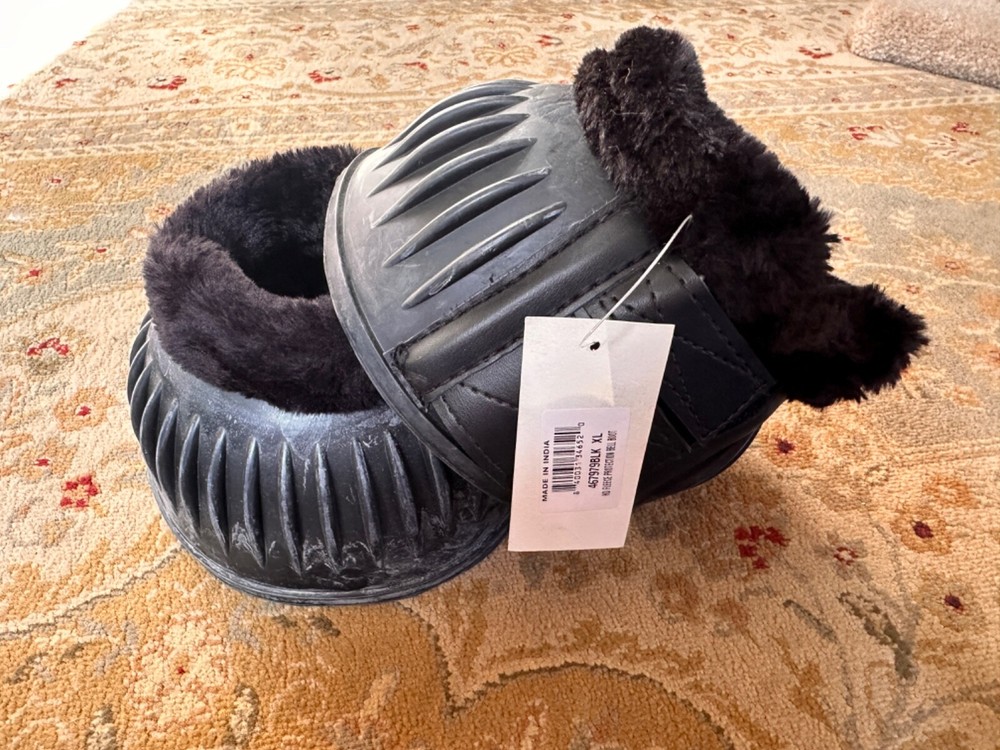 Fleece Horse Bell Boots Equi Essentials Black Extra Large