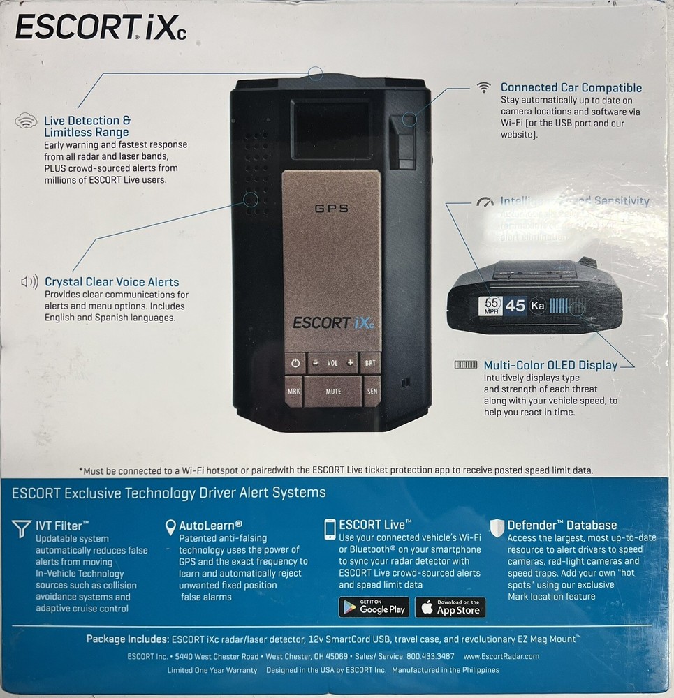 New Sealed Escort iXc Intelligent, Precise Driver Alert System