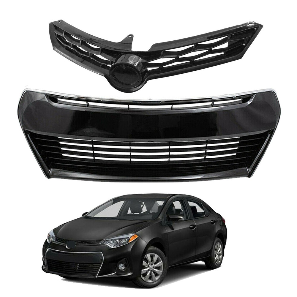 For 2014 2015 2016 Toyota Corolla S Front Upper Lower Bumper Grill Grille 2pcs