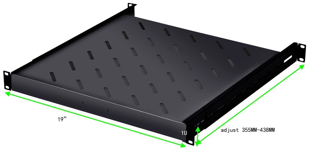Sliding Server Rack Shelf 1U 19" 4 Post Mount Adjustable 14"-17" Extension