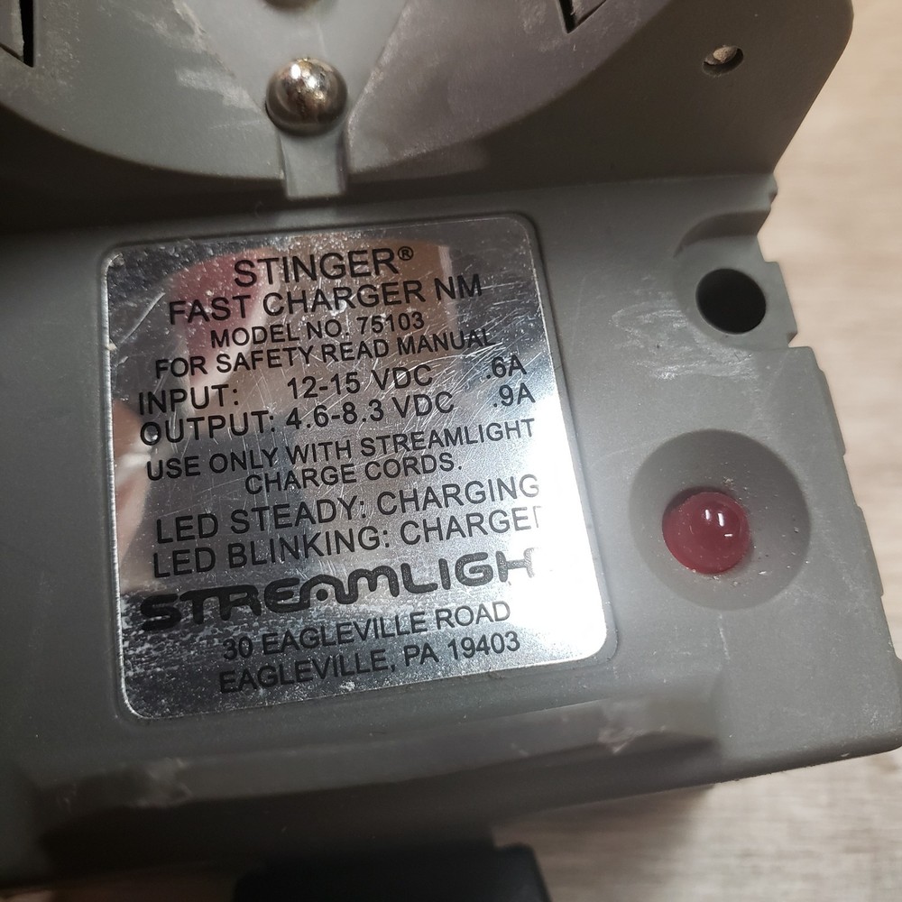 Streamlight Stinger Fast Charger 12V Car Socket Adapter Model: 75103-Tested