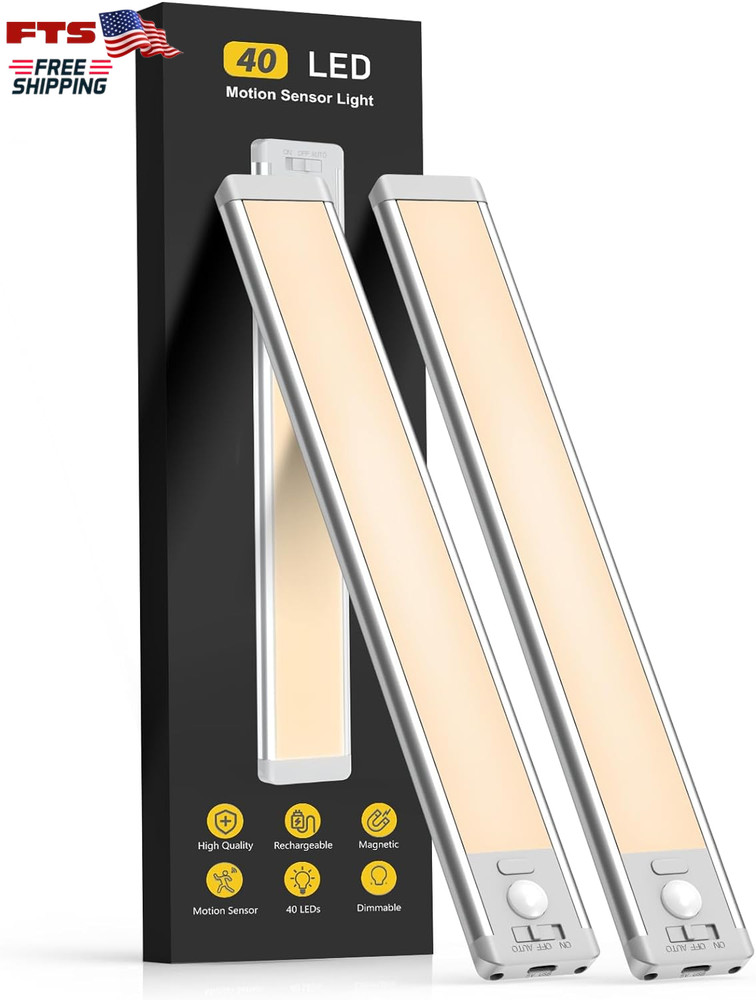 10 Inch Under Cabinet Lights Rechargeable Motion Sensor Dimmable 2 Pack