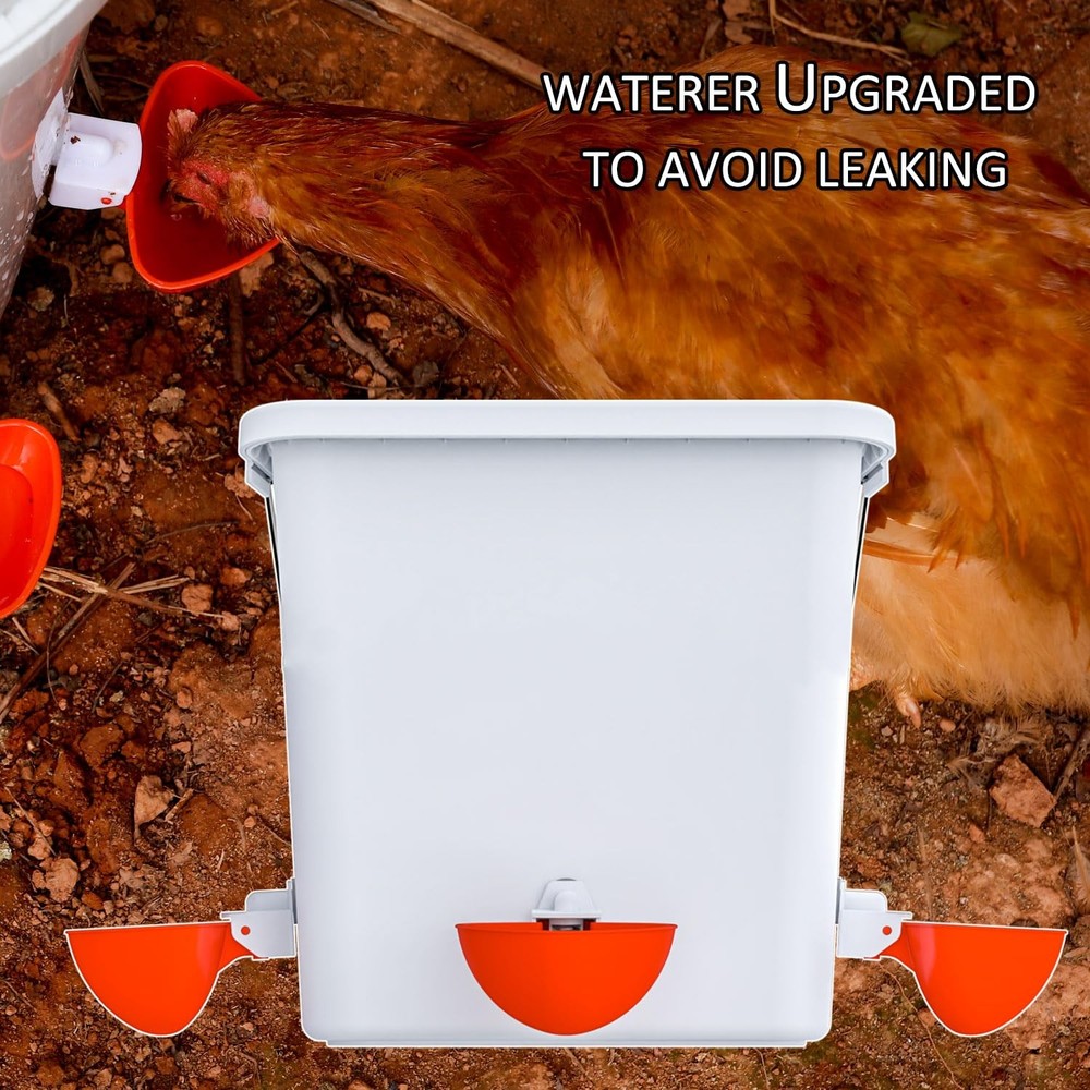 Automatic Chicken Feeder and Waterer Set Hanging No white