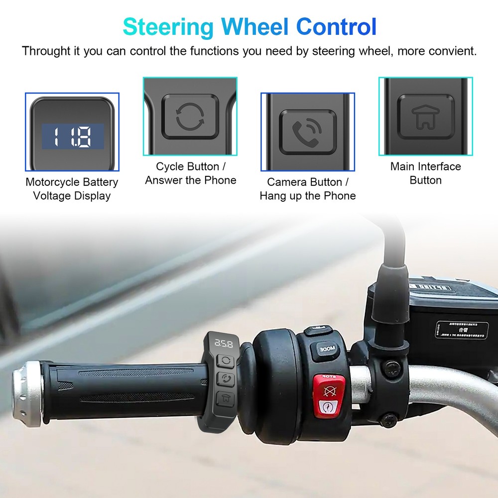 Motorcycle DVR 5.5" Wireless Carplay Android Auto Dash Cam TPMS Waterproof Touch
