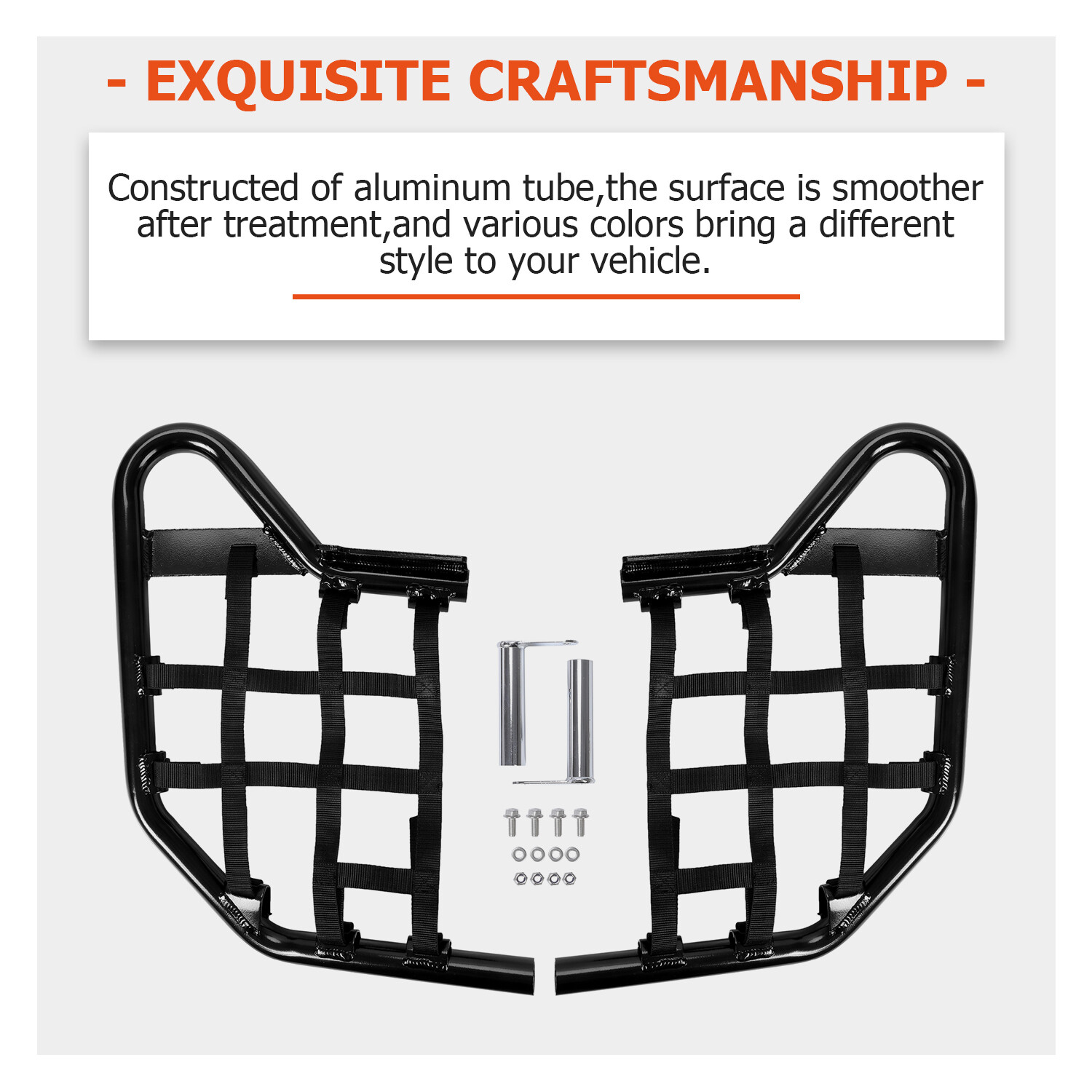 Nerf Bars For Yamaha Raptor 700 YFM 700 YFM700R Black W/ Black Net All Years