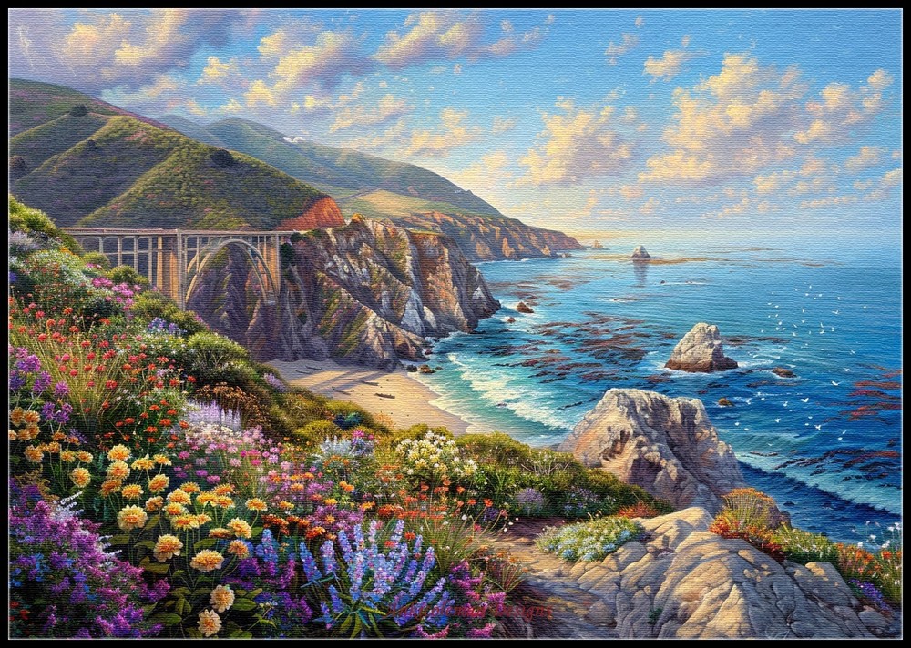 Bixby Bridge on Big Sur 2 - Chart Counted Cross Stitch Patterns Needlework DMC