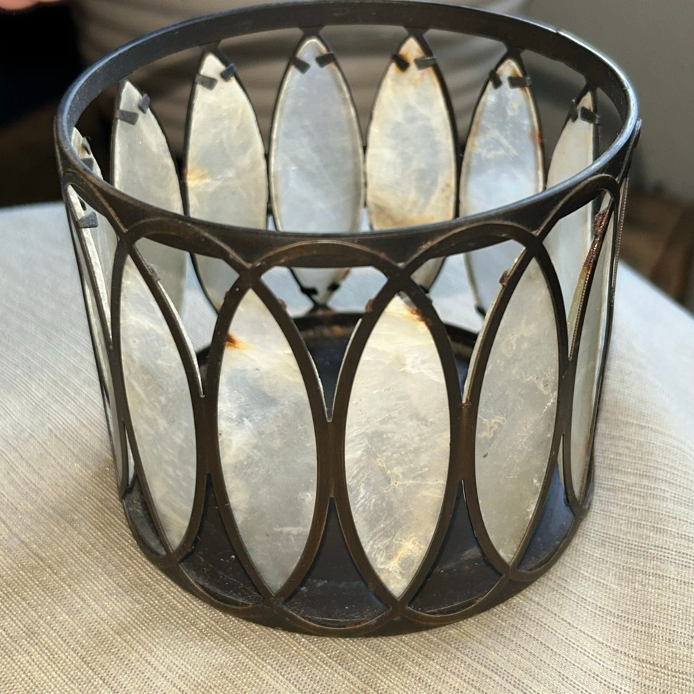 Capiz shell three wick candle holder cover