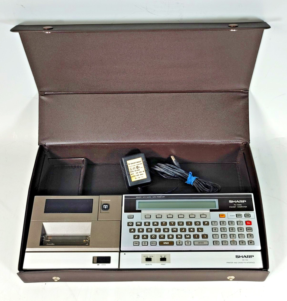 Sharp PC1500A Pocket Computer w/ CE150 Printer/Cassette Interface Turns On CASE