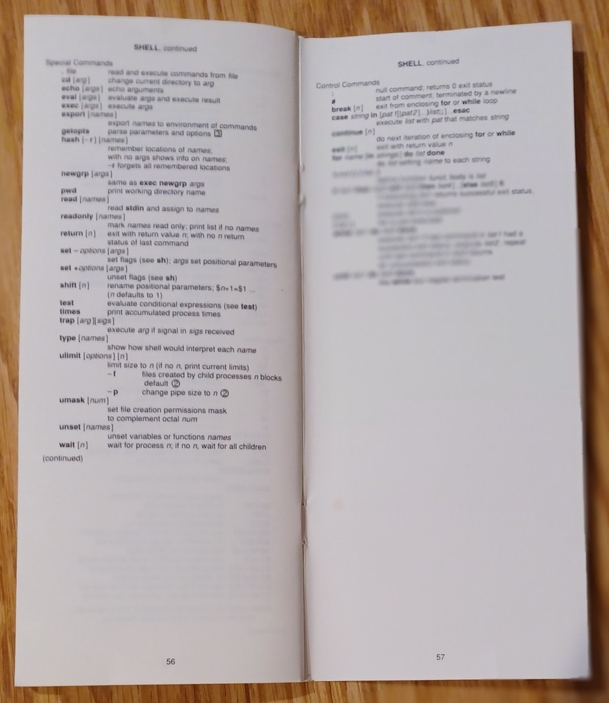 Korn Shell Reference '91 + UNIX System V Command Summary '87 Vintage UNIX Cards