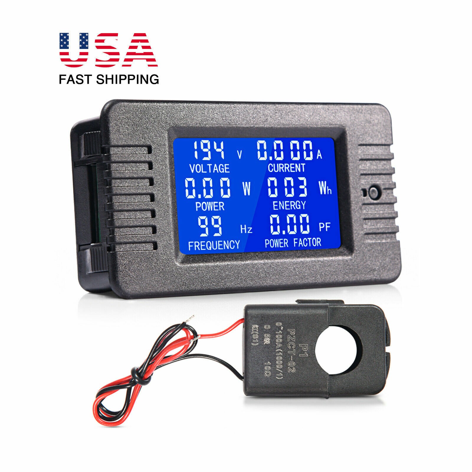 80-260V 100A AC Multi-meter, LCD Display Amp Volt Meter Energy Monitor Panel Kit