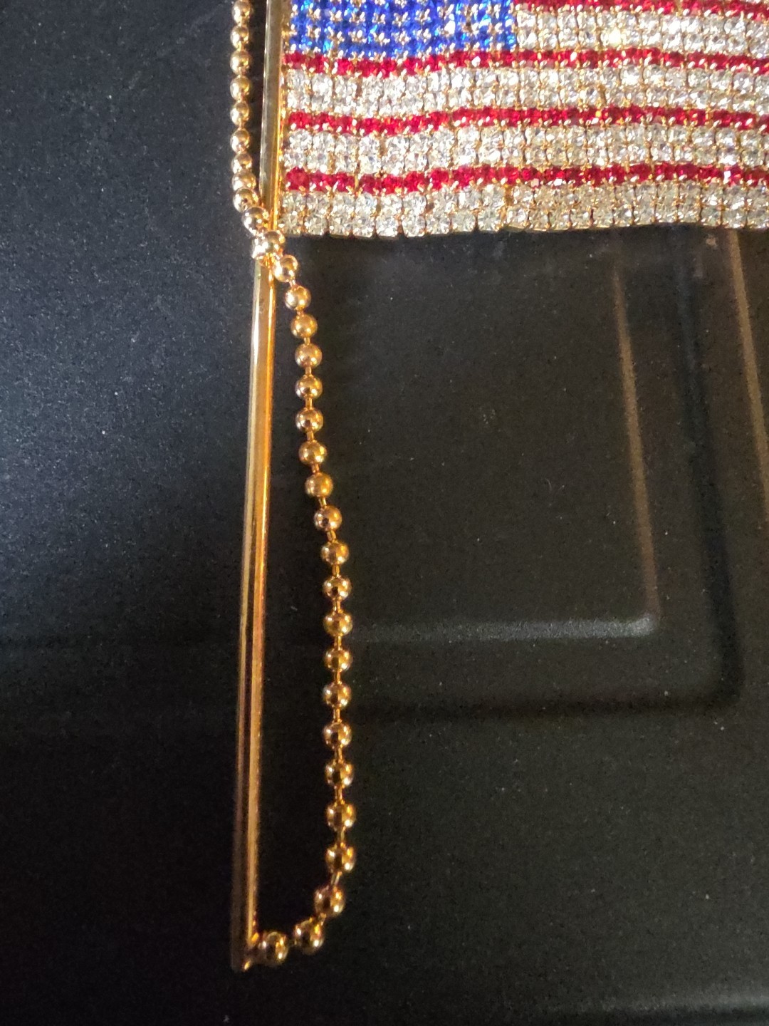 Vintage Rhinestone Flag Pin New Old Stock Brooch Free Shipping