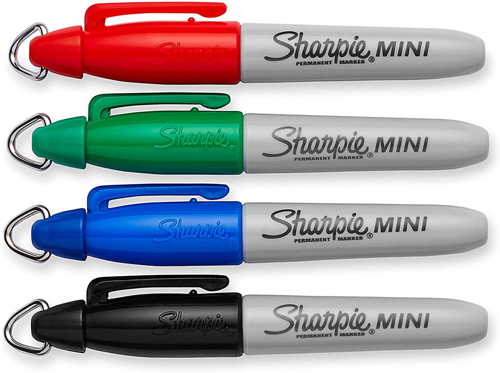 Mini Permanent Markers, Fine Point, Assorted Colors, 4 Count