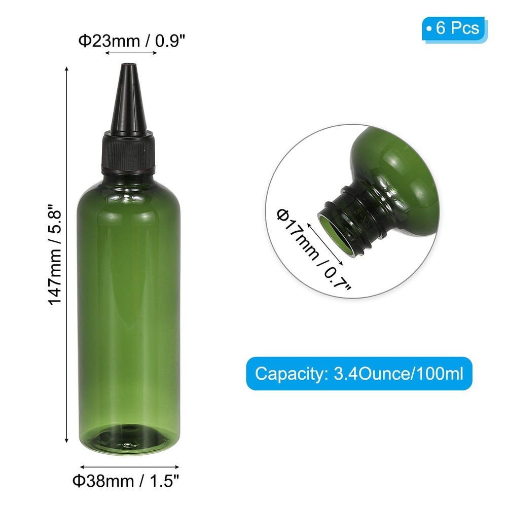 Plastic Applicator Bottle, 6 Pcs 3.4oz(100ml) Leak Proof Refillable Empty Dis...