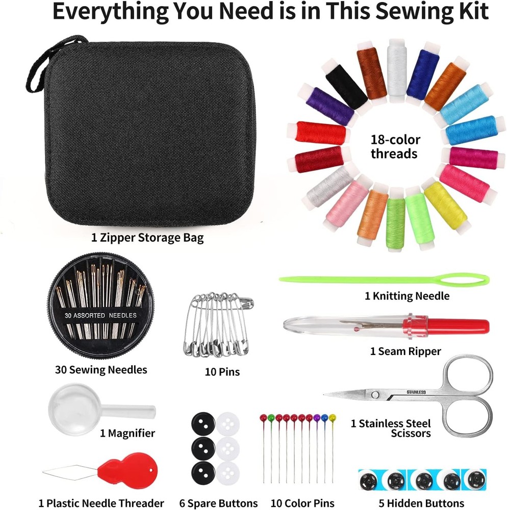 Sewing Kit Basic,Marcoon Needle and Thread Kit with Sewing Supplies and Accessor