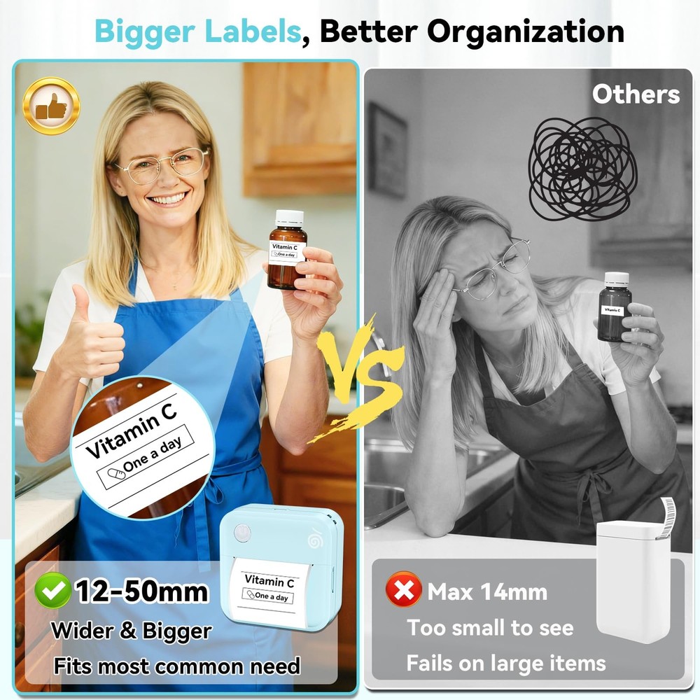 Label Maker Machine Portable Label Printer with Multiple Templates Wireless B...