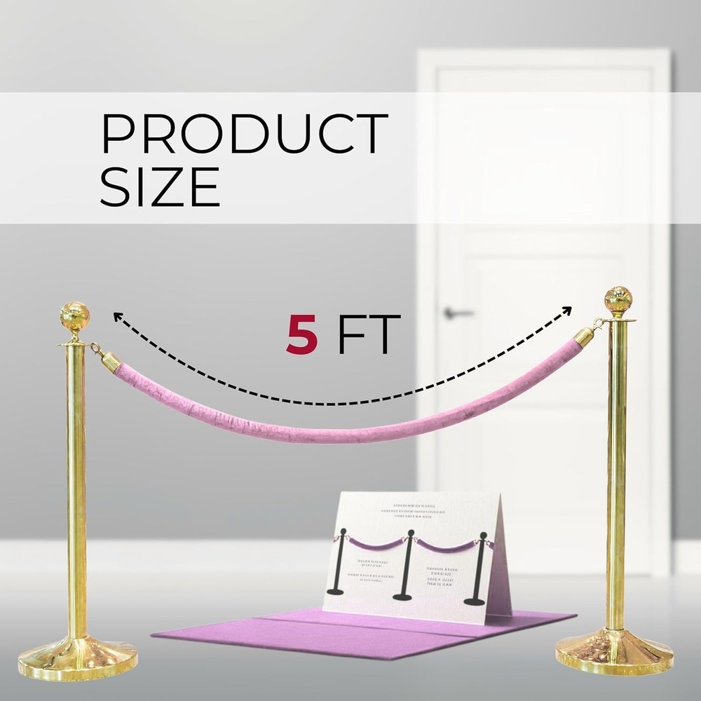 4 PCS Light Pink VIP Ropes Posts Twisted Snap Hooks Queue Crowd Control Stand