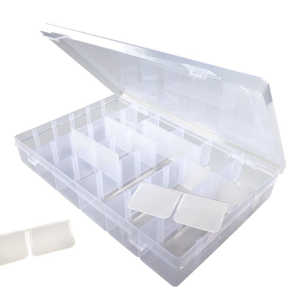 Embroidery Floss & Thread Organizer Box - Clear White Plastic - 17 Compartments