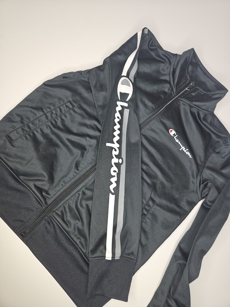 Boys Champion Black Size Medium Zip Up Jacket Pockets