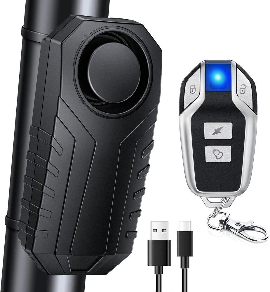 Upgraded Rechargeable Bike Alarm, Wireless Vibration Motion Sensor Antitheft Bik