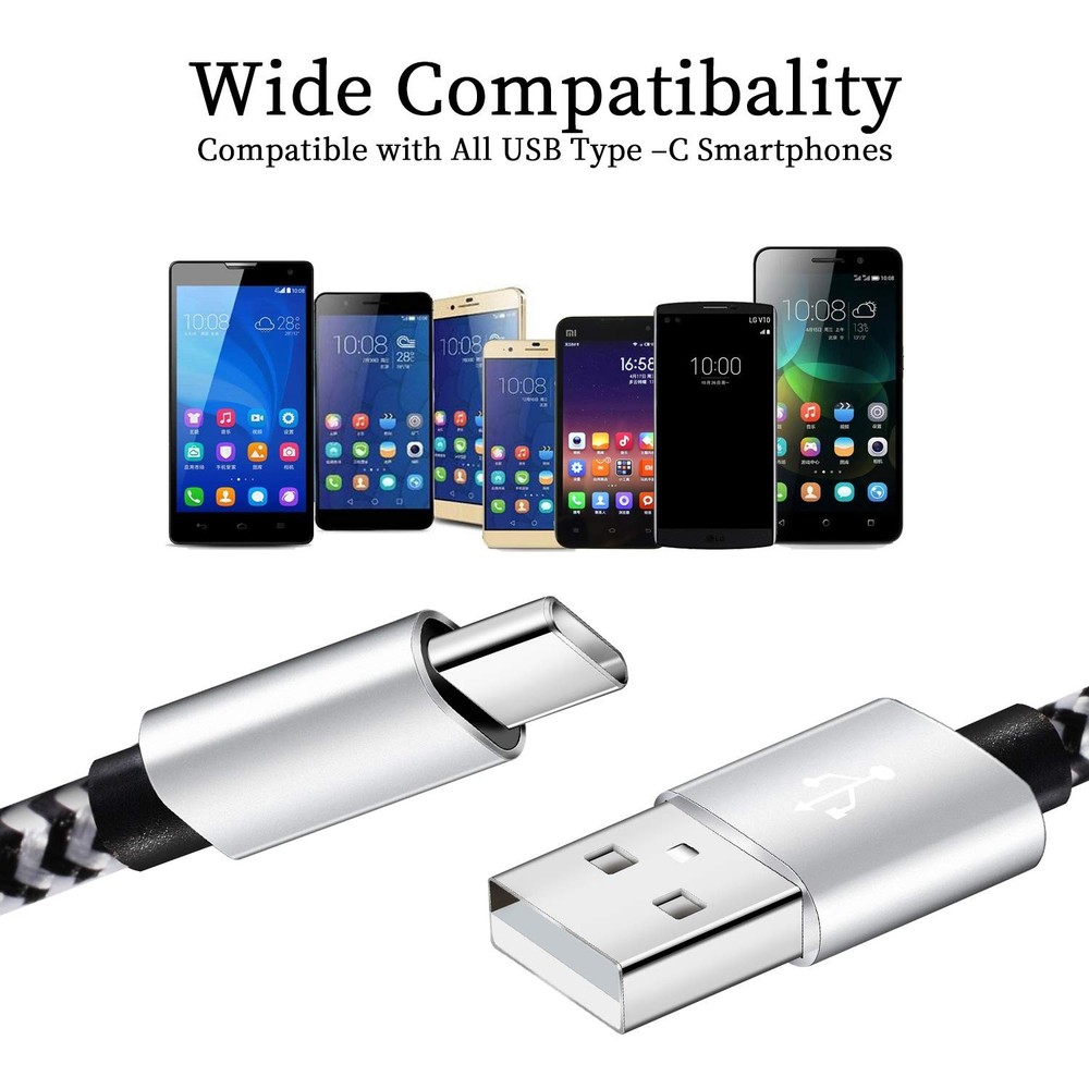 USB Type c Cable, 5 Pack (6FT) Nylon Braided C Cables 3A Fast Charging