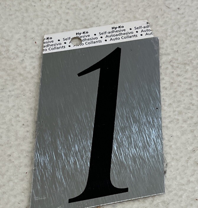 Self adhesive Reflective “1” Number chrome 1