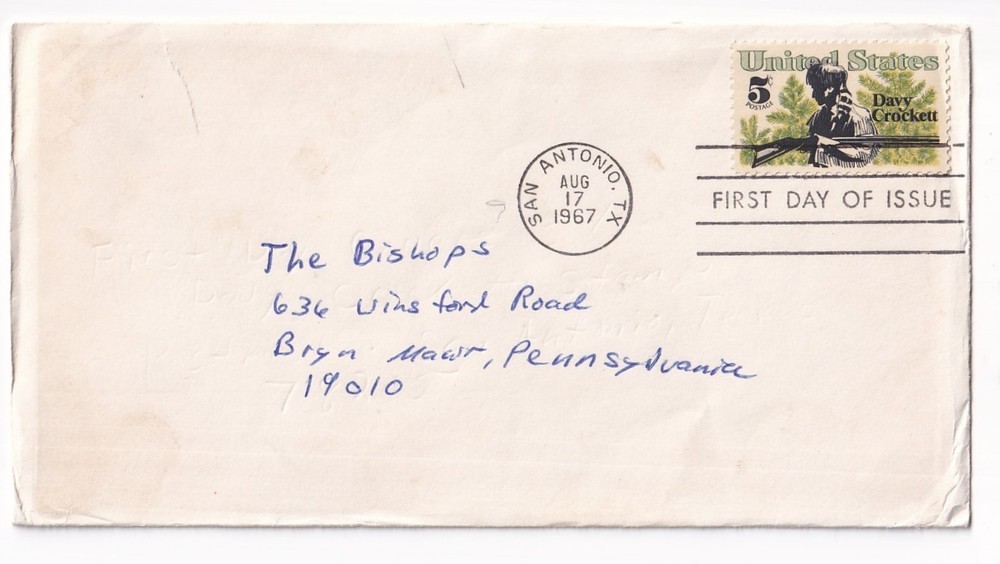 STAMP US SCOTT 1330 "Davy Crocket" 5 CENT 1967 FDC - E