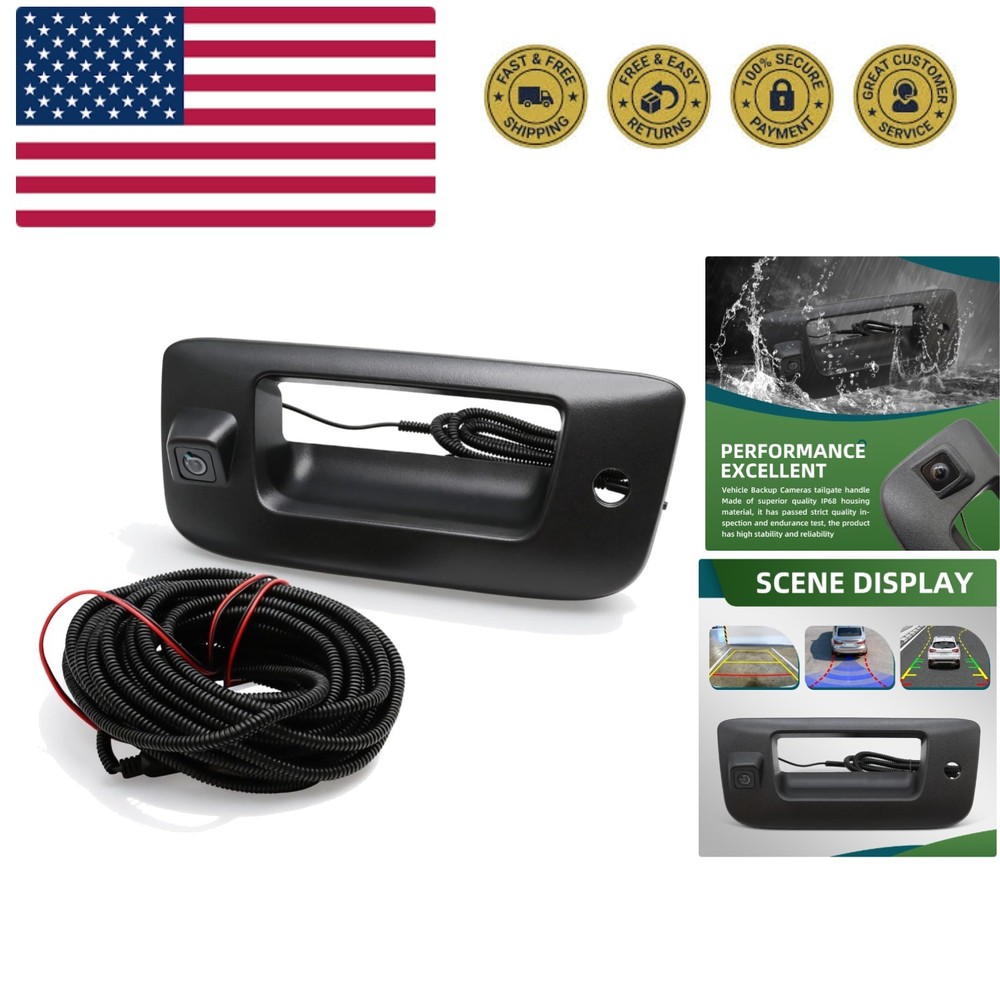 Rear View Backup Camera w/Tailgate Handle Compatible with 2007-2013 Silverado...