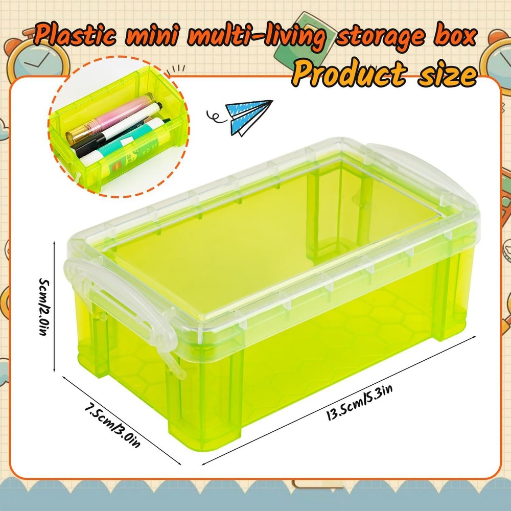 6Pack Colorful small plastic containers, 5.3" X 3.0" X 2.0" Stackable Mini...
