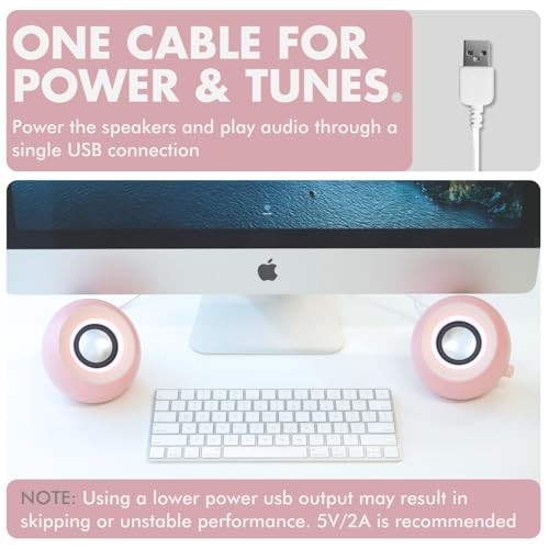 Computer Speakers for Desktop PC with RGB Lighting, Bluetooth, USB, and Pink