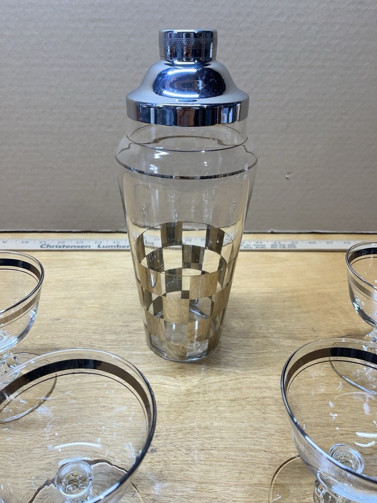Vintage Mercury Checkerboard Cocktail Shaker Set