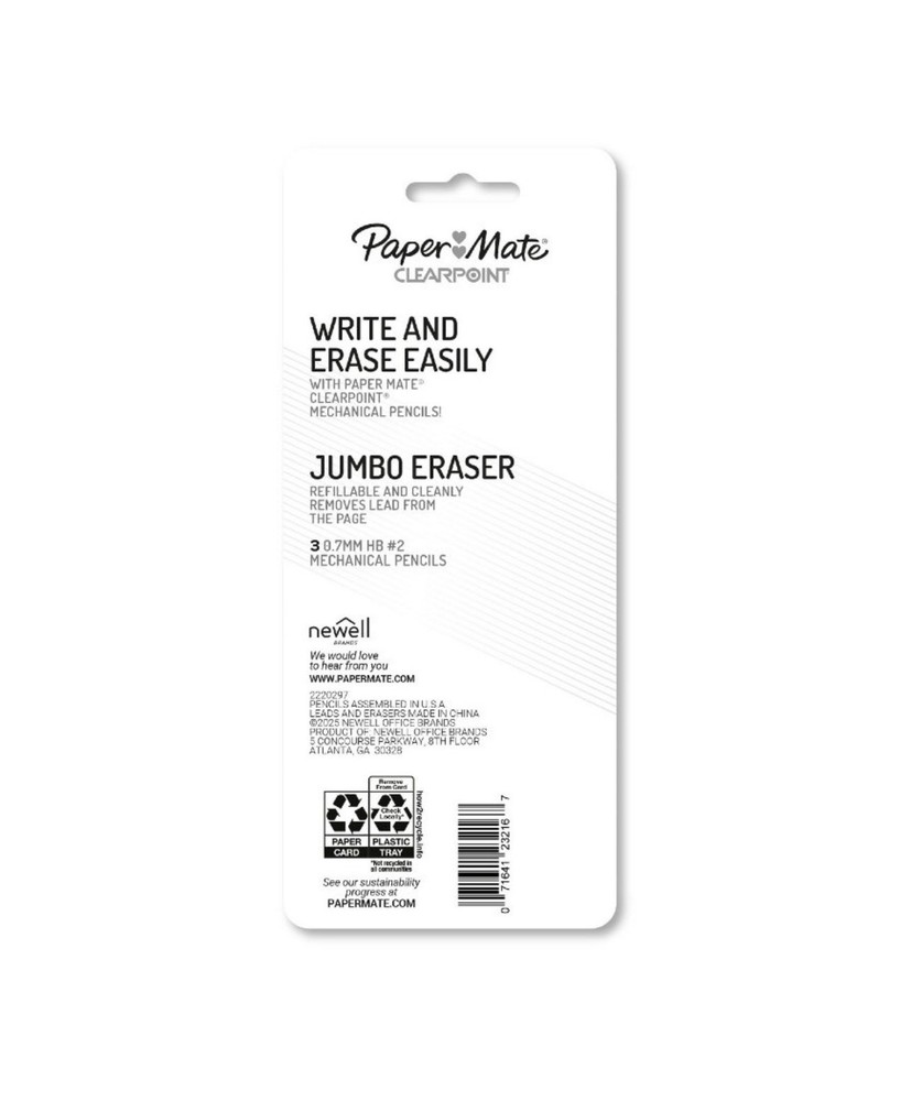 Paper Mate Clear Point Mechanical Pencils, 0.7mm, Assorted, 3-pack