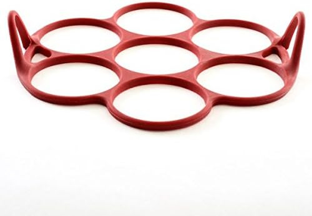 957R Silicone Silver Dollar Pancake/Egg Ring, 7 Count,Red