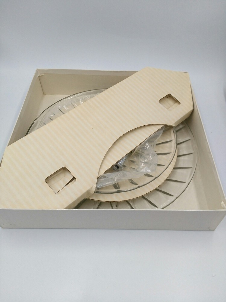 Anchor Hocking 3 Pc Tidbit Set serving Tray Crown Point Pattern