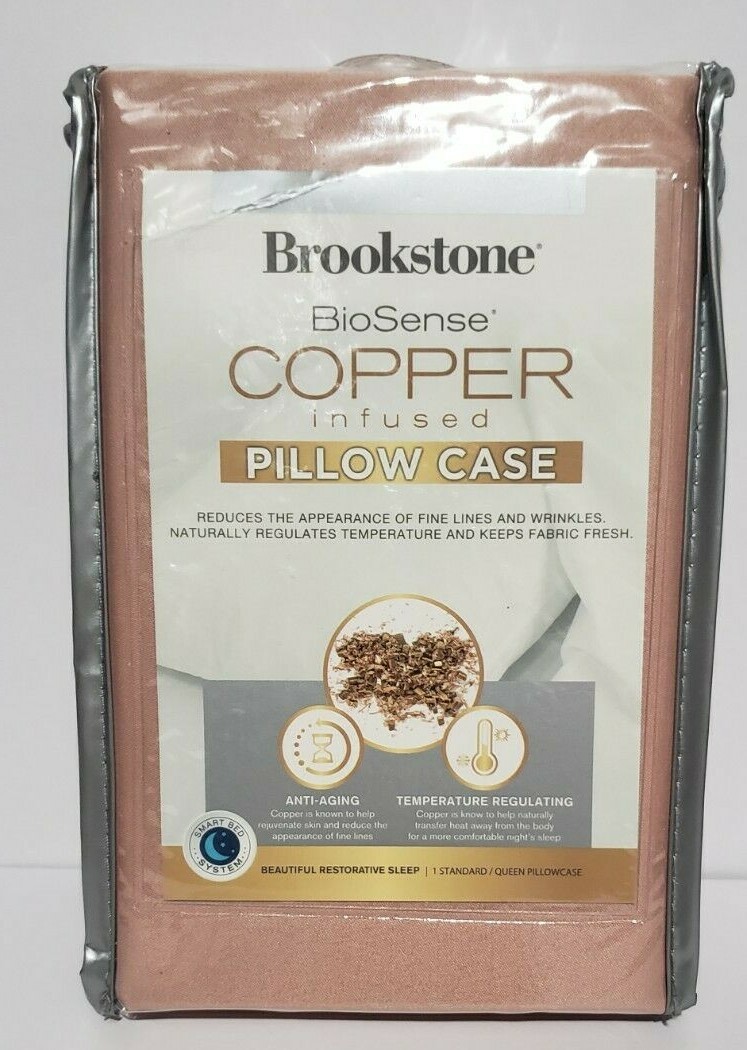Standard Pillowcase, Brookstone BioSense Copper Infused Pillow Case 2 Pack