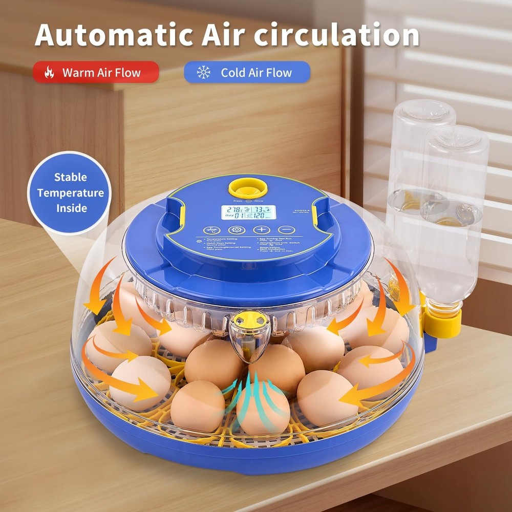 Incubators for Hatching Eggs,18 Egg Incubator with Automatic Egg Turning and ...