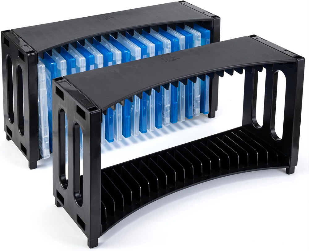 DVD Storage Rack, Stackable ABS 2 Pack DVD Storage Organizer Can Hold 40 Slim DV