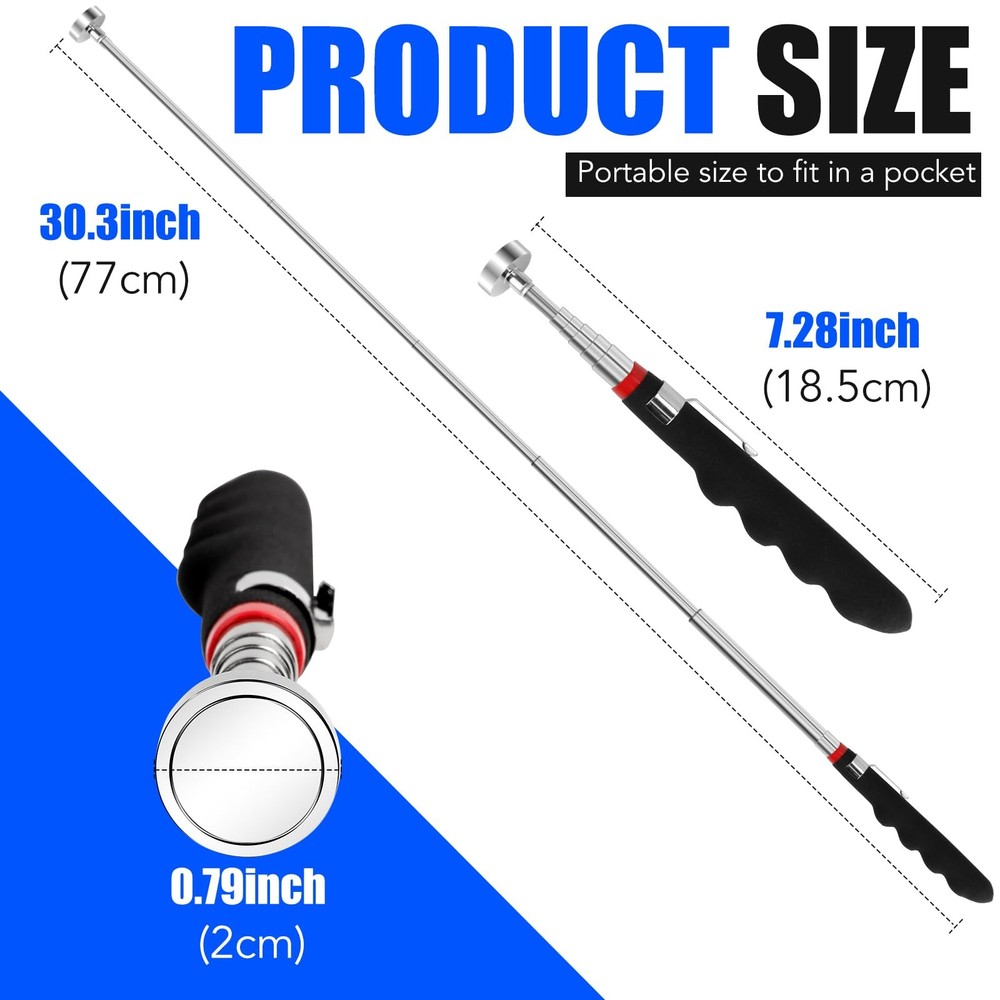 2PCS Telescoping Magnetic Pickup Tool with 40lb Pull Force, 30in Telescopic S...