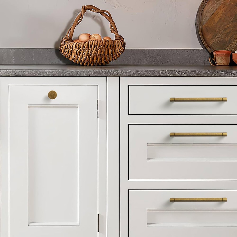 Goo-Ki 6 Pack Cabinet Knobs Antique Brass Drawer Knobs - Solid Zinc Alloy Sin...