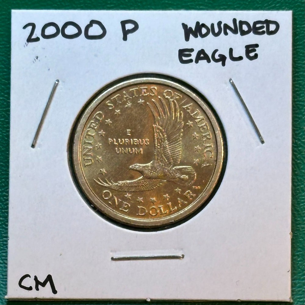 2000-P Sacagawea Dollar Wounded Eagle / Speared Eagle Variety. FS901 CIRCULATED!