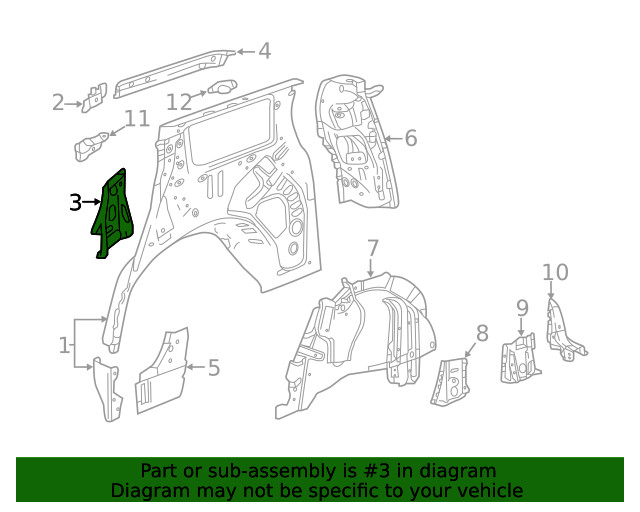 Genuine GM Driver Side Quarter Inner Panel Brace 22999523