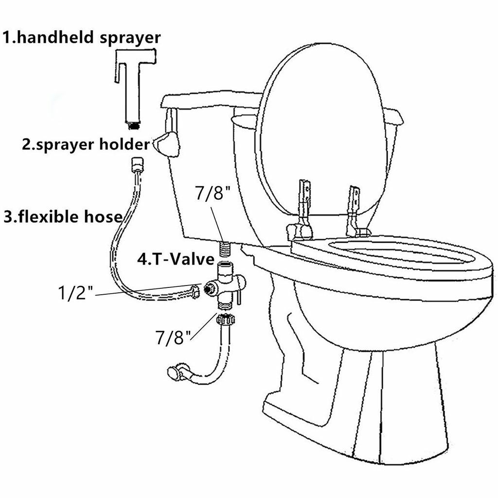 7/8" + 1/2" T-adapter Valve 3-Way Brass For Toilet Bidet Shower Head Diverter US